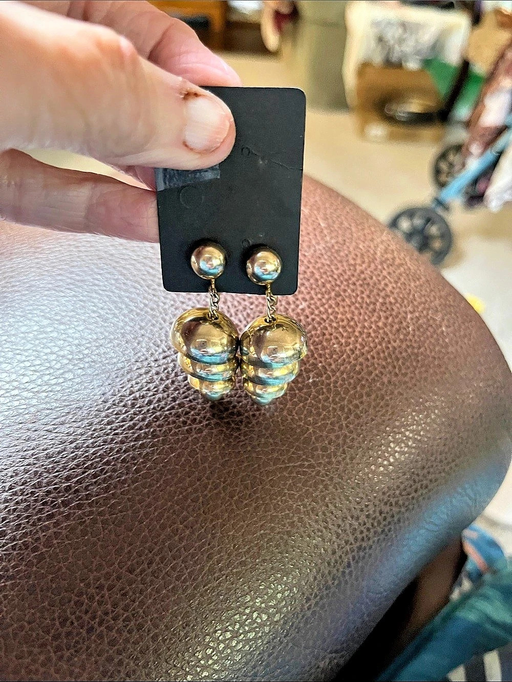 Gold-Tone Ball Drop Earrings Like New